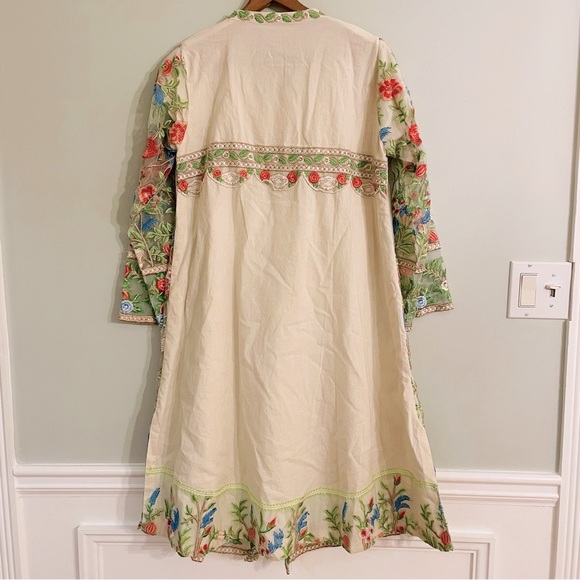 Handmade Embroidered Floral Lace Cotton Midi Dress Medium Large Boho Cottagecore - Picture 3 of 11